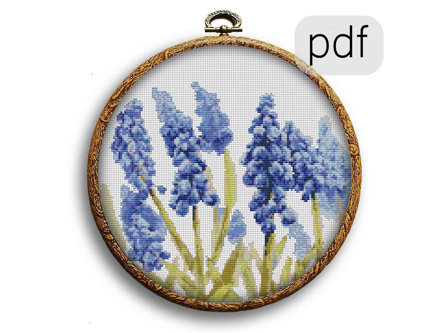Cross Stitch Pattern Blue Bells Spring Flowers PDF – Delicate Woodland Bloom Embroidery Chart