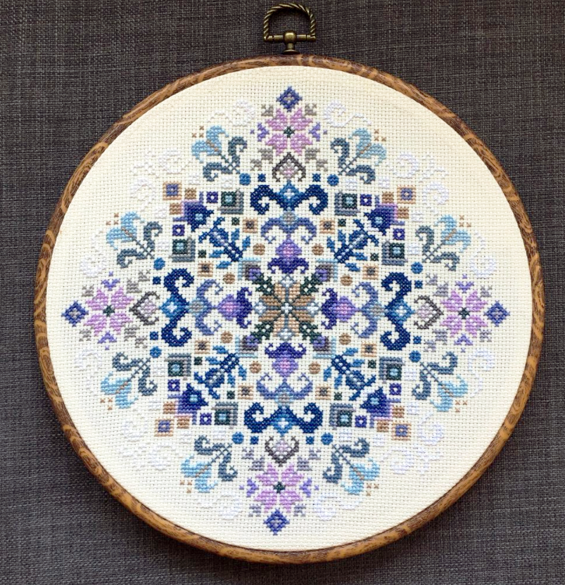 Blue Folk Ornaments Unique Cross Stitch Pattern