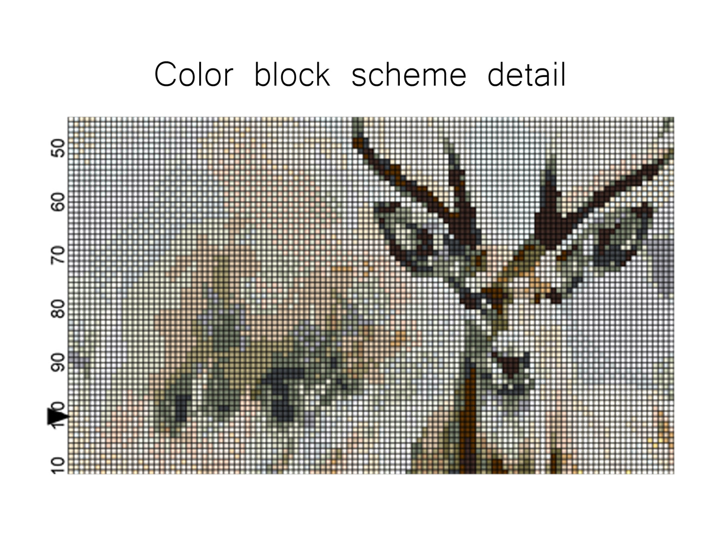 Deer Cross stitch pattern Detail Color block