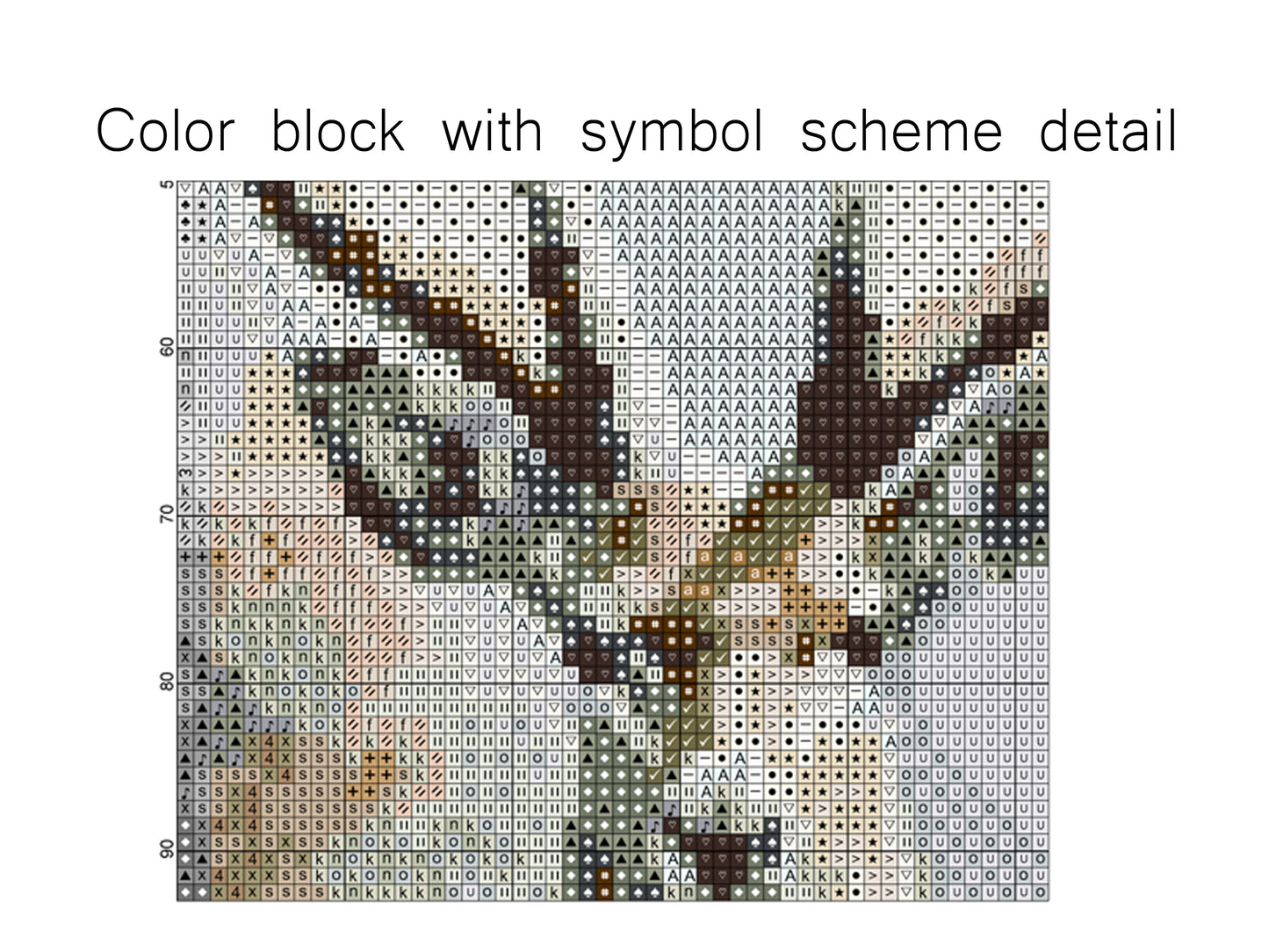 Deer cross stitch Detail Color block with symbols PDF
