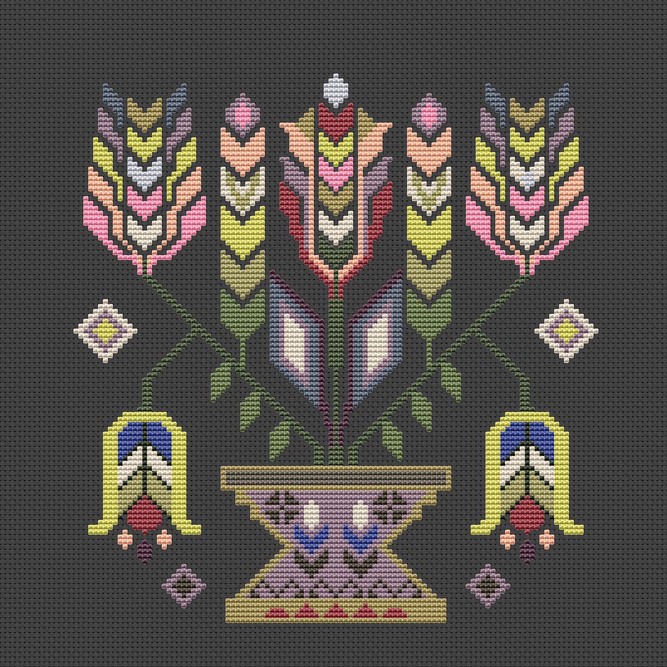 Moldavian Life Tree cross stitch pattern. Life tree sampler