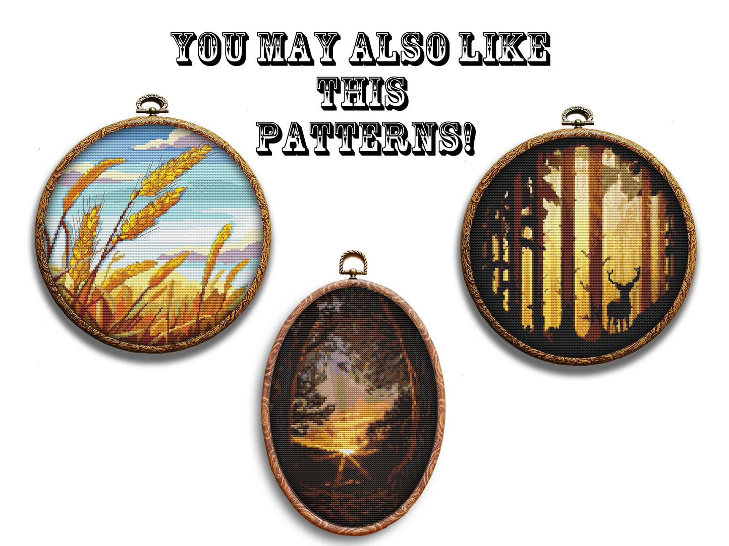 three landscape cross stitch hoops PDF