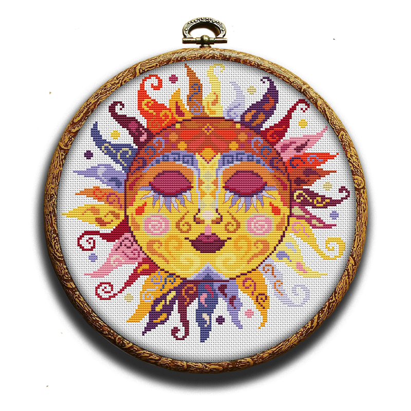 Swirl sun cross-stitch pattern by Happy x craft