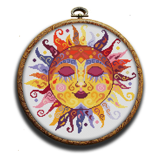 Colorful swirl sun cross-stitch kit by happy x craft