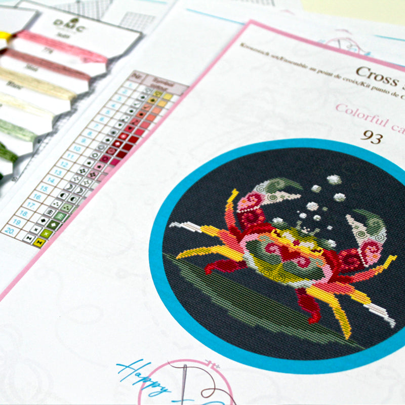 Colorful Crab Sea Counted Cross Stitch Kit Set