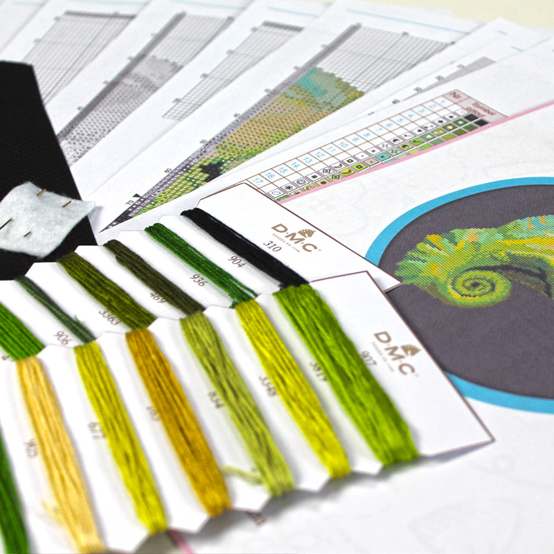 THREAD Chameleon cross-stitch kit by happy x craft