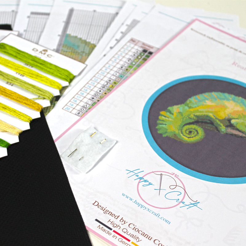 Chameleon cross-stitch kit