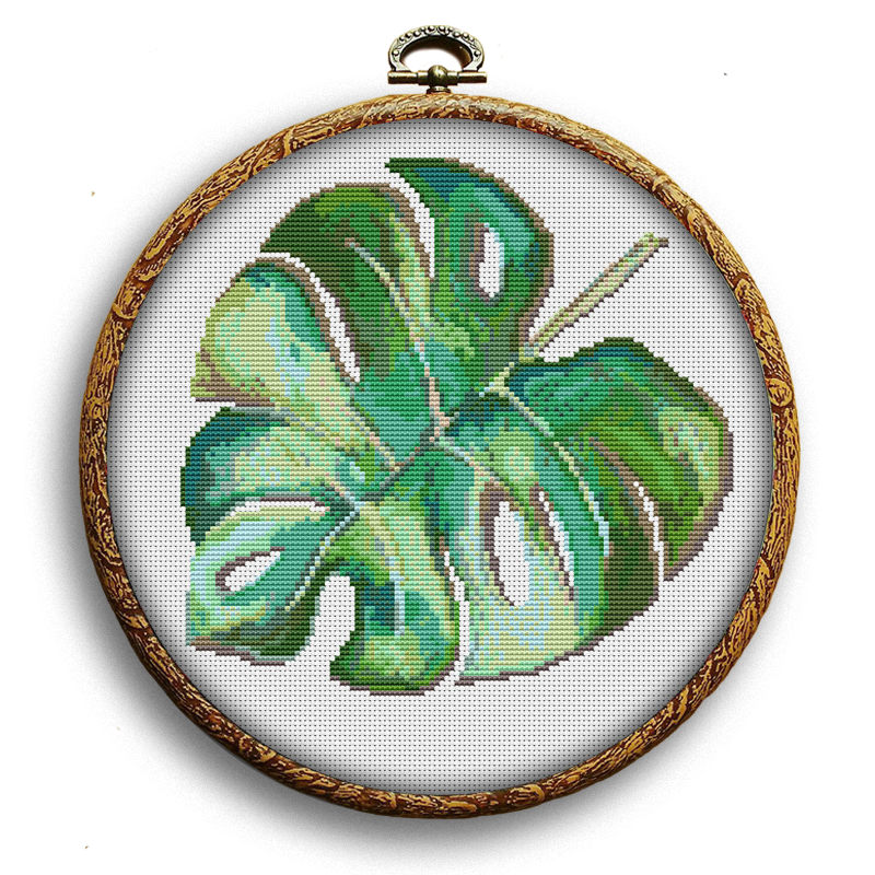 Tropical leaf cross-stitch kit by Happy x craft