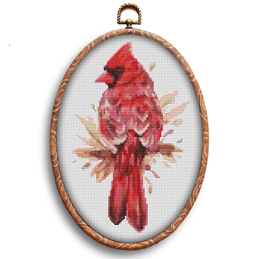 Northern Cardinal bird cross-stitch pattern by Happy x craft