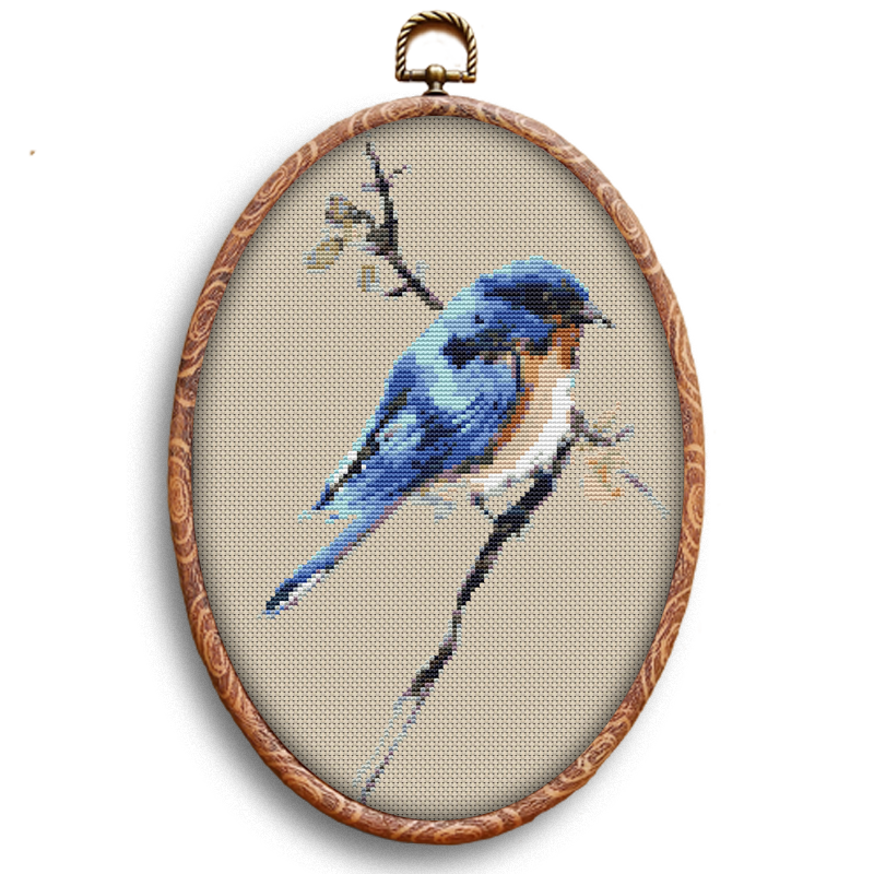 Western bluebird cross-stitch pattern by Happy x craft