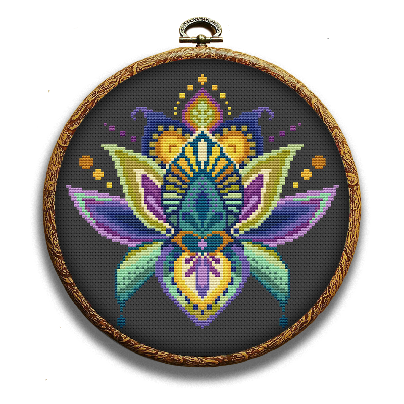 lotus cross-stitch pattern by Happy x craft
