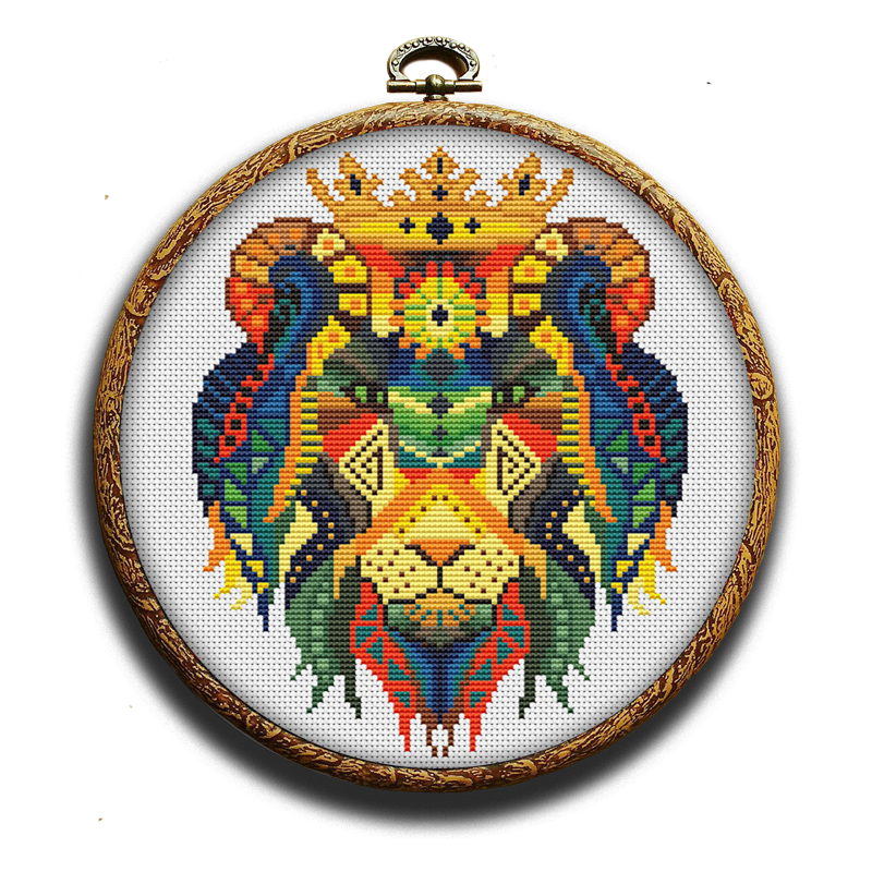 Colorful lion cross-stitch kit by Happy x craft