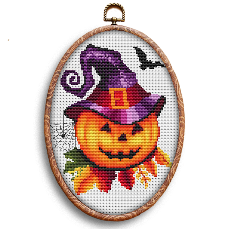 Halloween pumpkin cross-stitch kit by Happy x craft