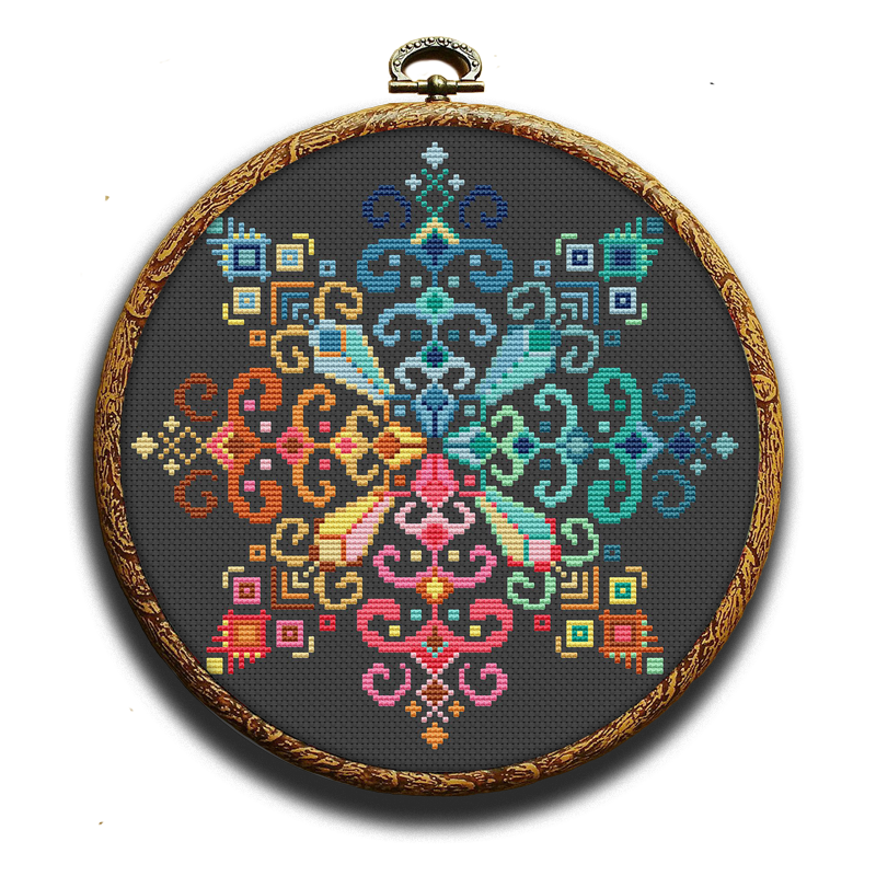 Four season colorful snowflake cross-stitch kit