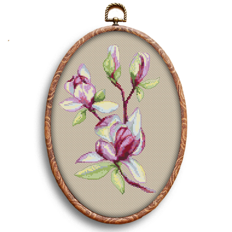 Magnolia cross-stitch pattern by Happy x craft