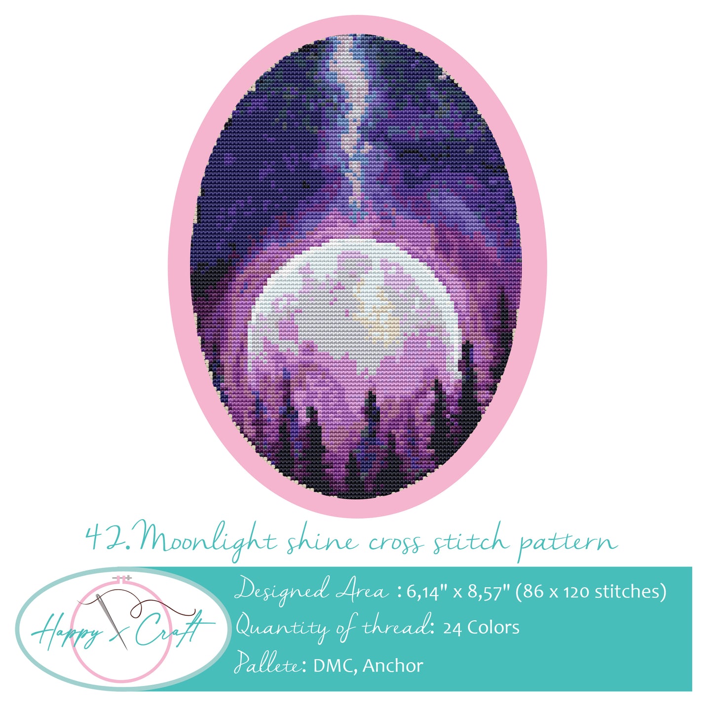 Moonlight shine Cross Stitch Pattern PDF Download
