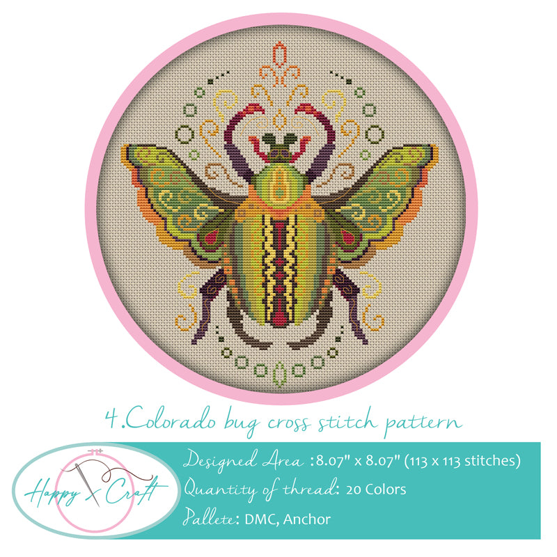 Colorado potato bug cross-stitch pattern