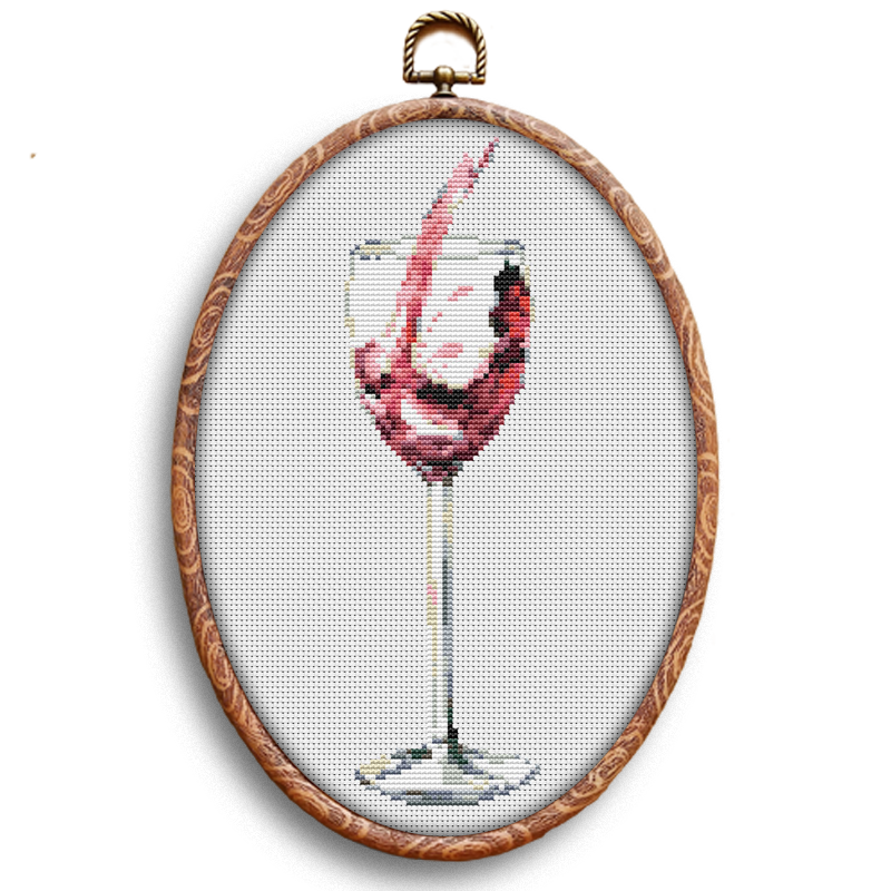 Glass of Wine and Grapes Cross Stitch Pattern, code AZ-050 A-Z Designer