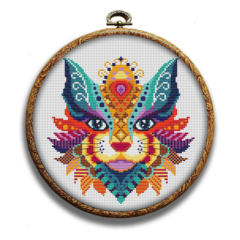 Colorful cat 2 cross-stitch kit by Happy x craft