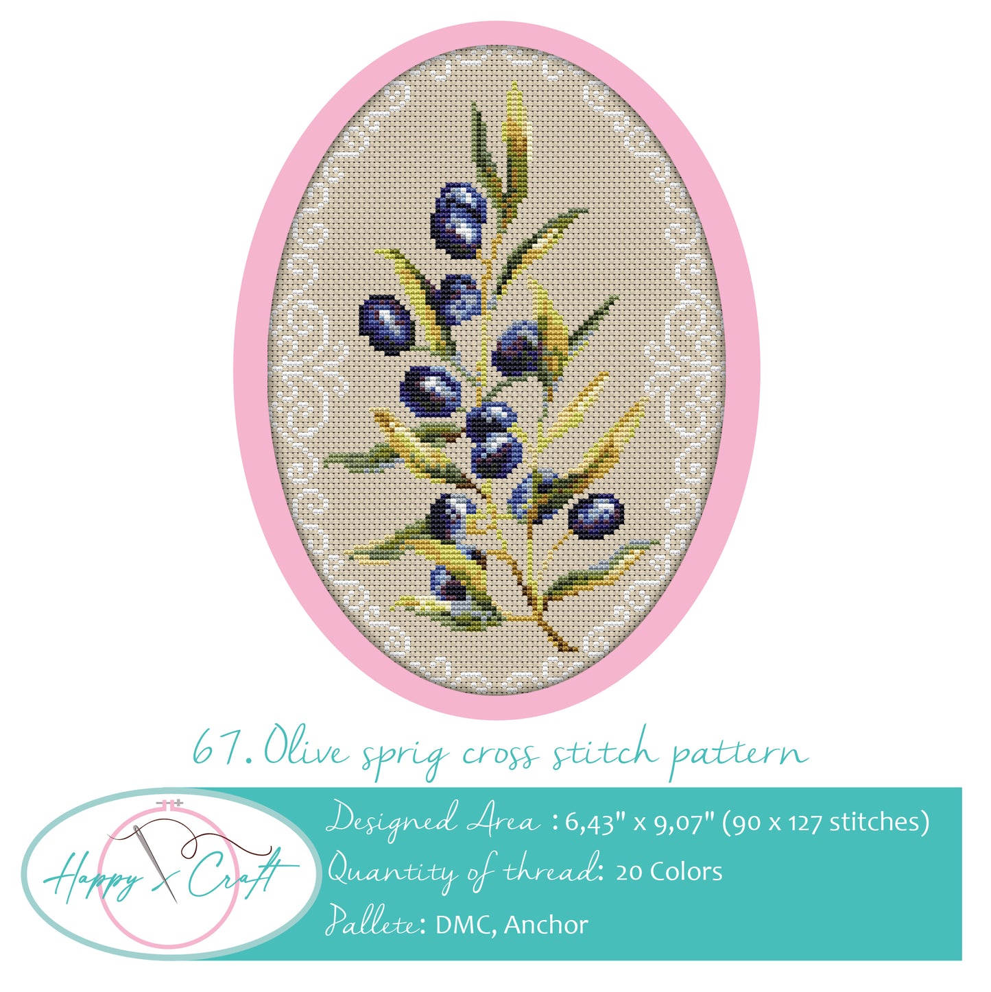 Olive Branch Cross Stitch Pattern PDF Download