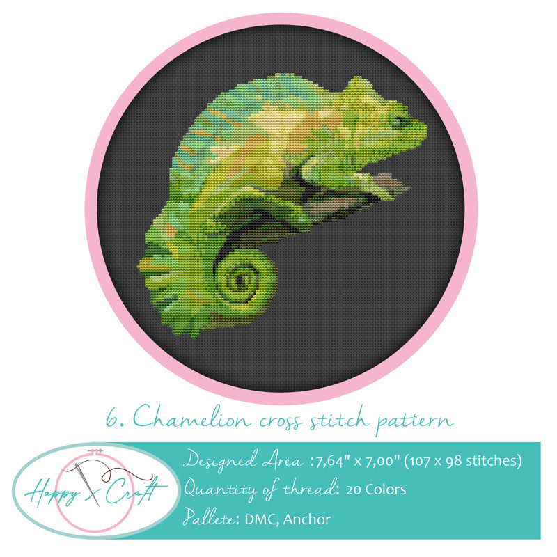 Realistic chameleon Cross Stitch Pattern PDF Download