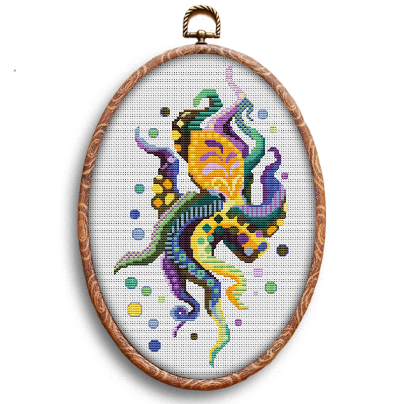 Colorful octopus cross-stitch pattern by Happy x craft
