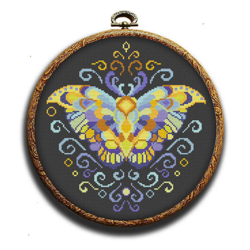 Purple Moth cross-stitch pattern by Happy x craft