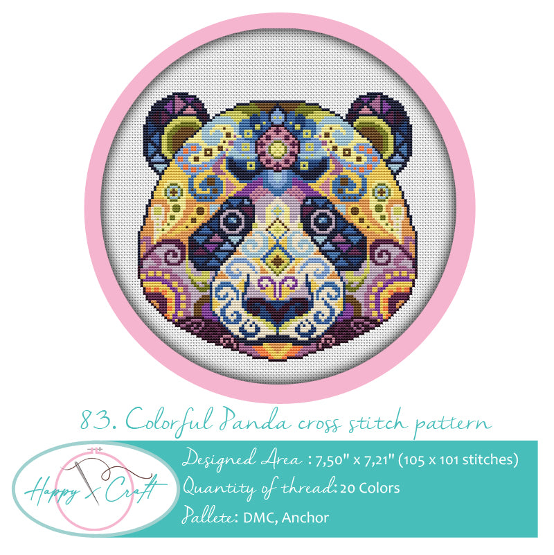 Colorful Panda Counted Cross Stitch Kit Set