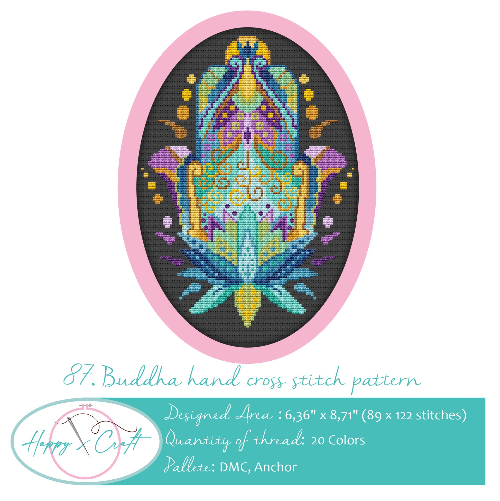Buddha hand cross-stitch pattern