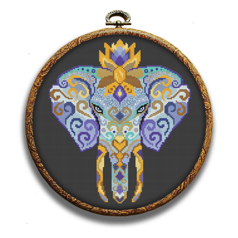 Indian elephant cross-stitch pattern by Happy x craft