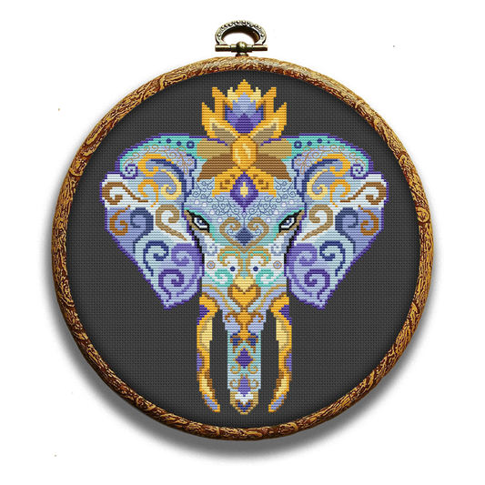 Indian elephant cross-stitch pattern by Happy x craft