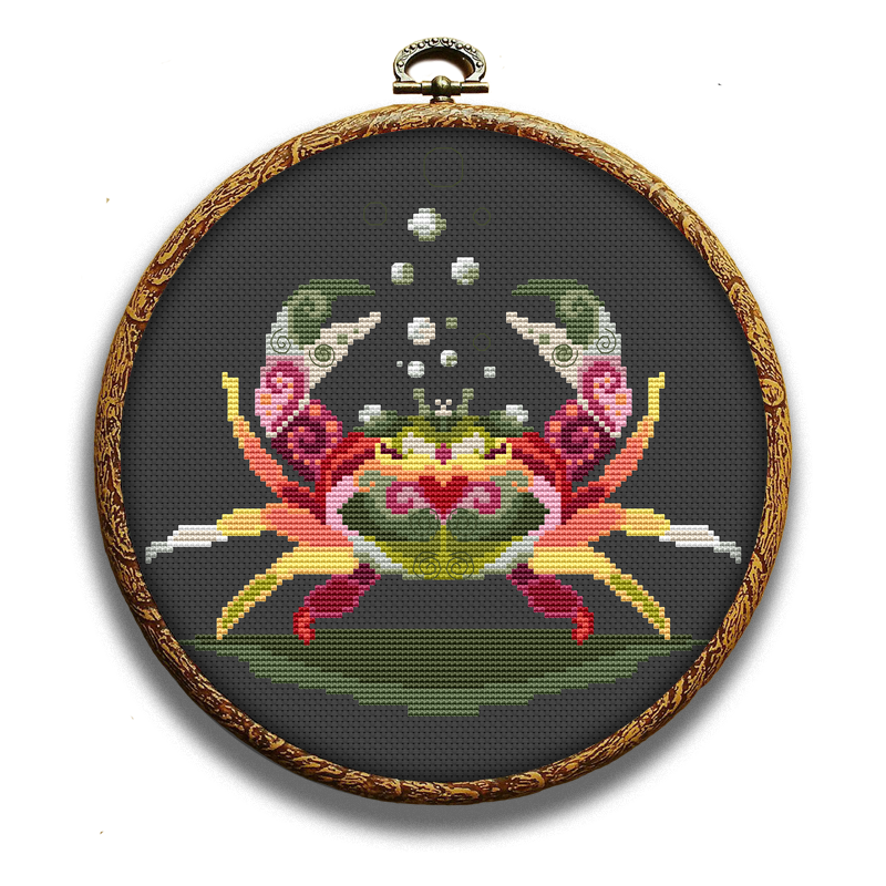 Colorful crab cross-stitch kit by Happy x craft