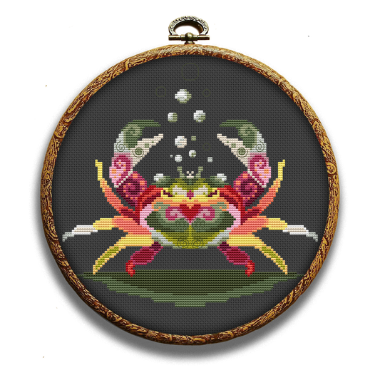 Colorful crab cross-stitch kit by Happy x craft