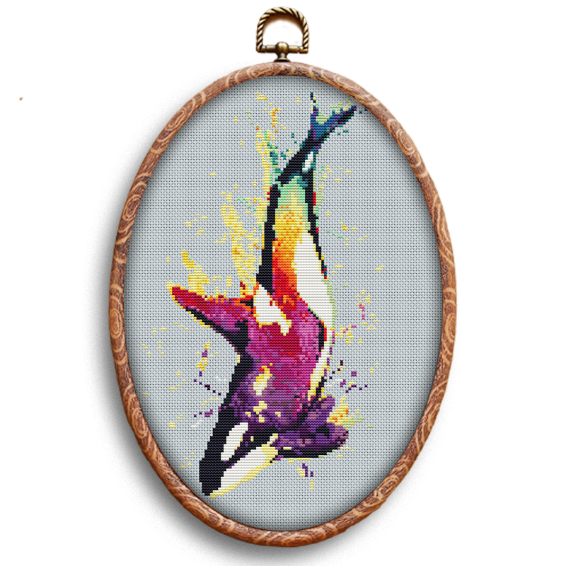 Whatercolor Orca cross-stitch kit by Happy x craft