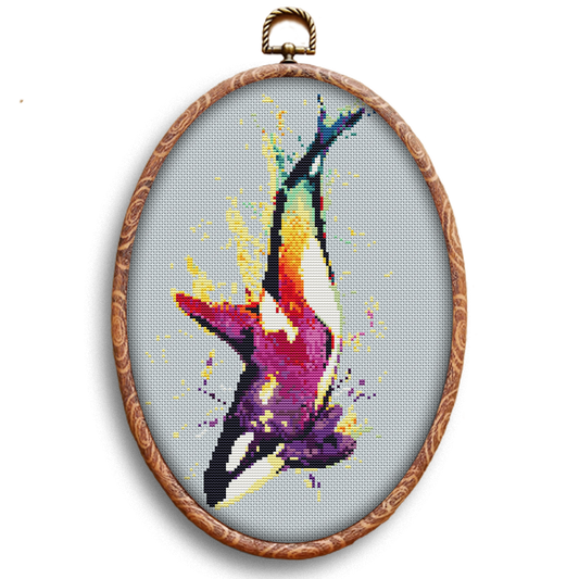Whatercolor Orca cross-stitch kit by Happy x craft