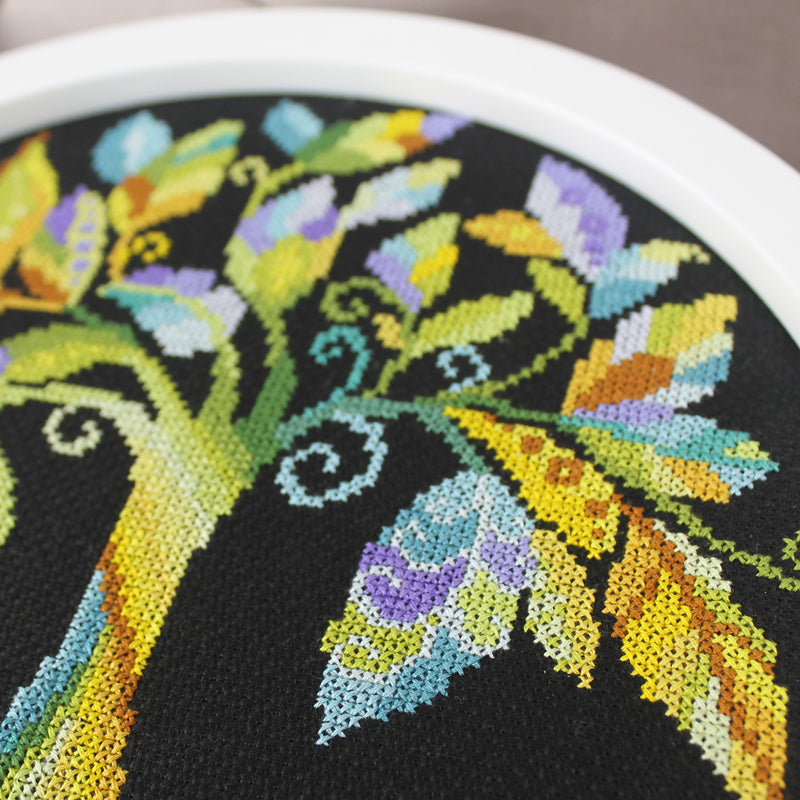 Detail of a Tree life cross stitch pattern