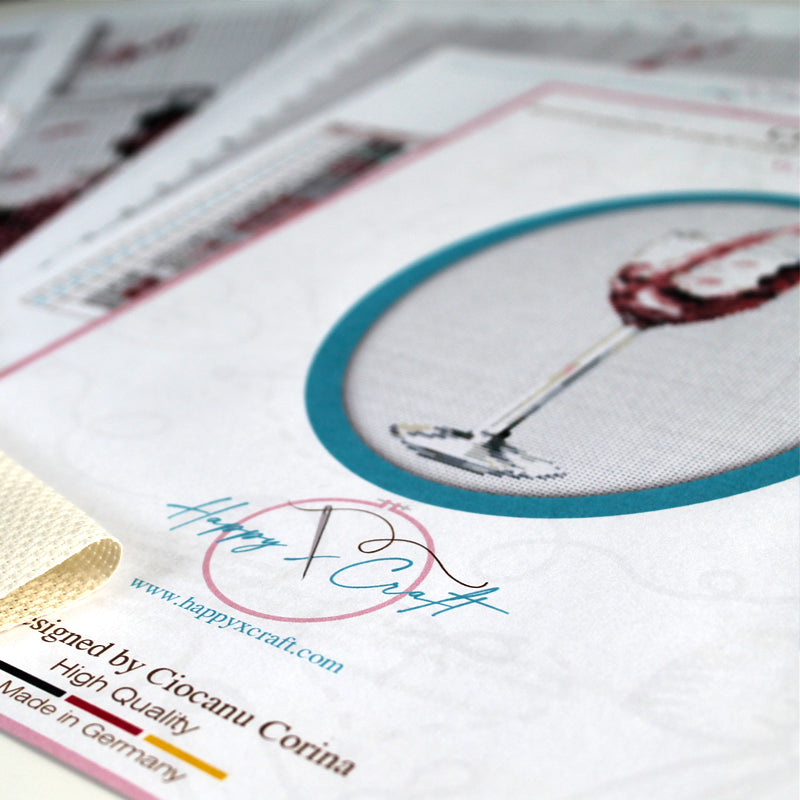 Wine Glass Unique Counted Cross Stitch Kit Set