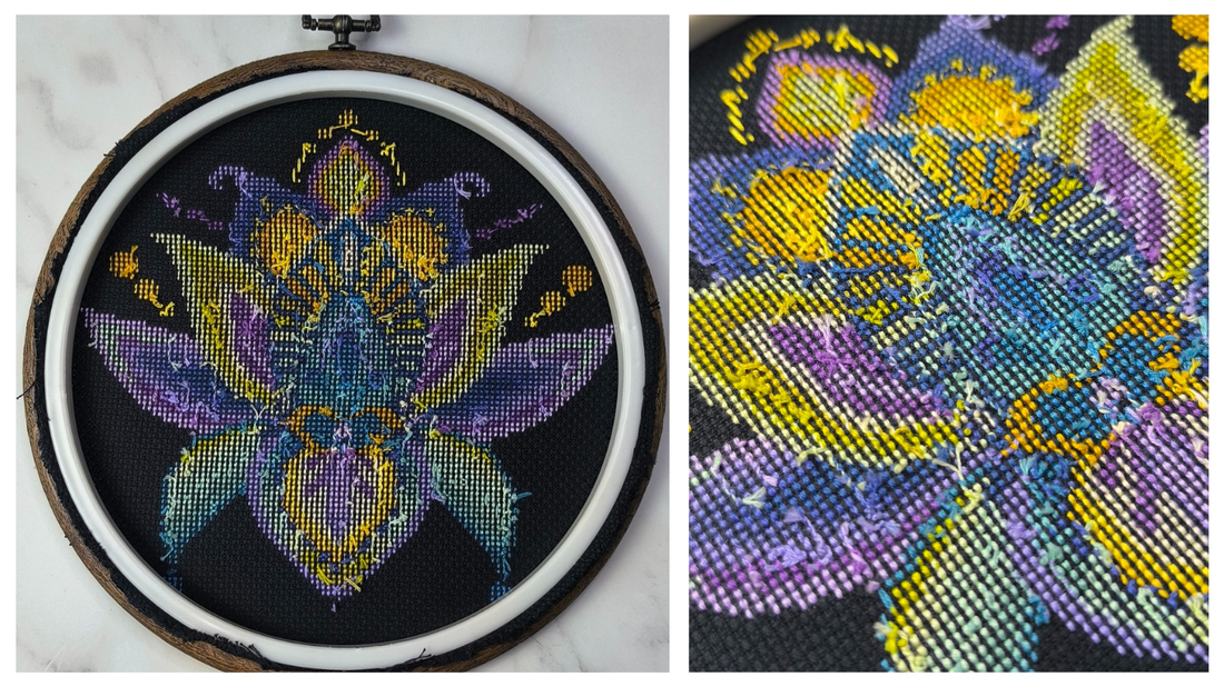 The Back of a cross stitch project