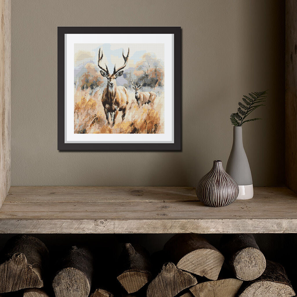 Deer in Savanna Cross Stitch Pattern - Wildlife Embroidery PDF, DIY Nature Decor for All Levels