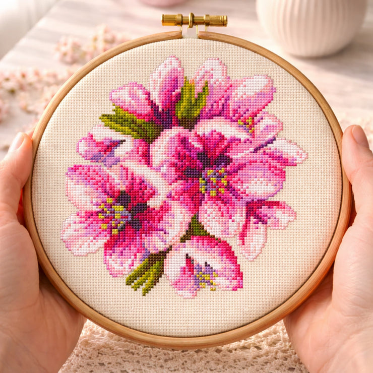 Cherry Blossom Cross Stitch Pattern PDF Download – Happy x craft