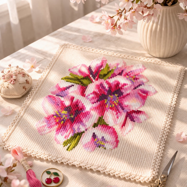 Cherry Blossom Cross Stitch Pattern PDF Download – Happy x craft