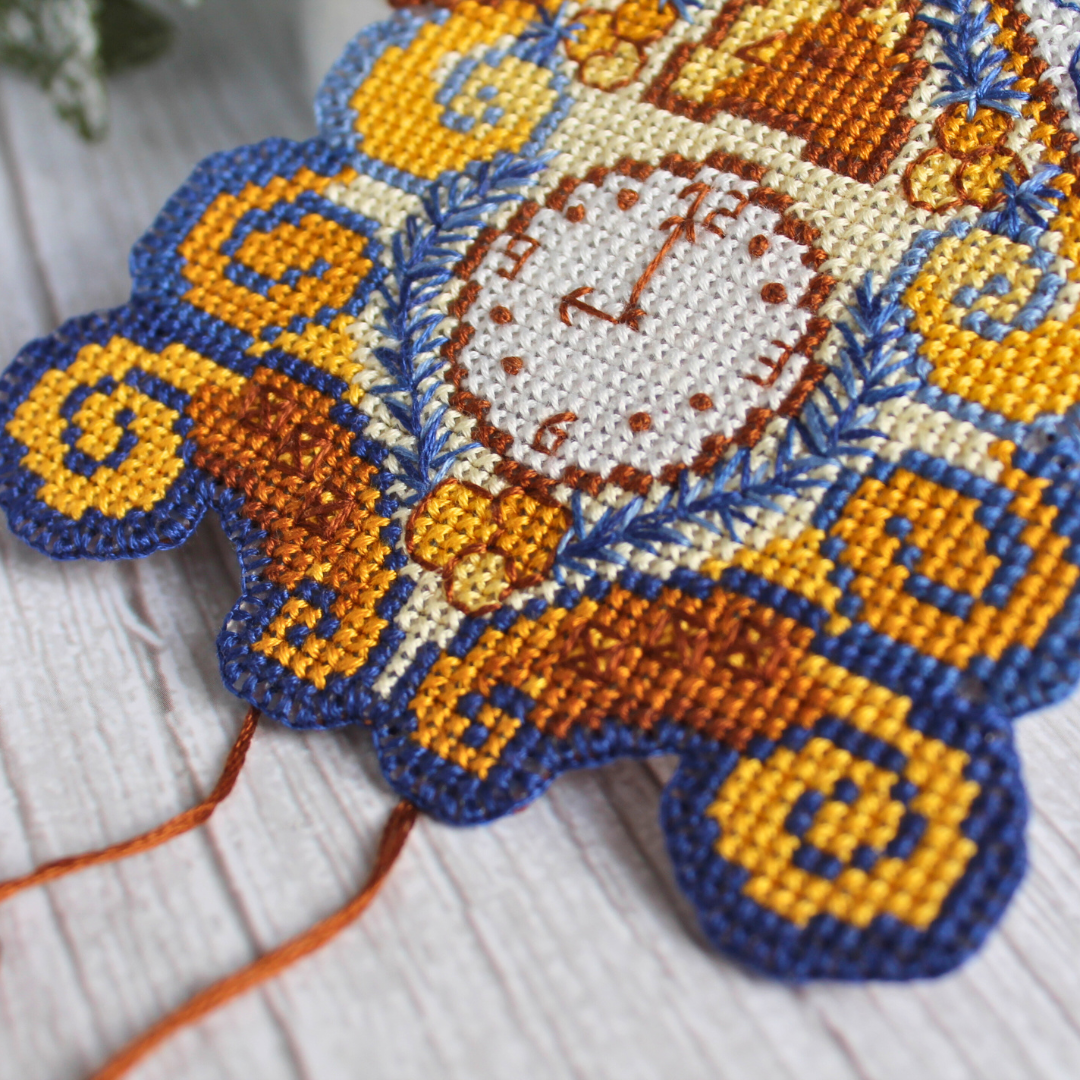Cross stitch cloc ornament