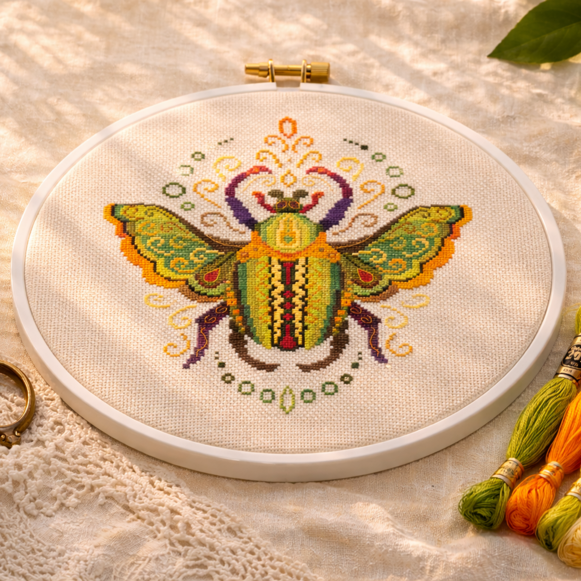 Colorful Colorado insect cross stitch pattern PDF