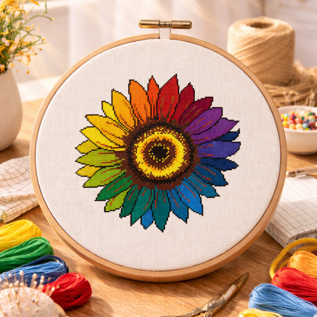 Colorful sunflower cross stitch  kit