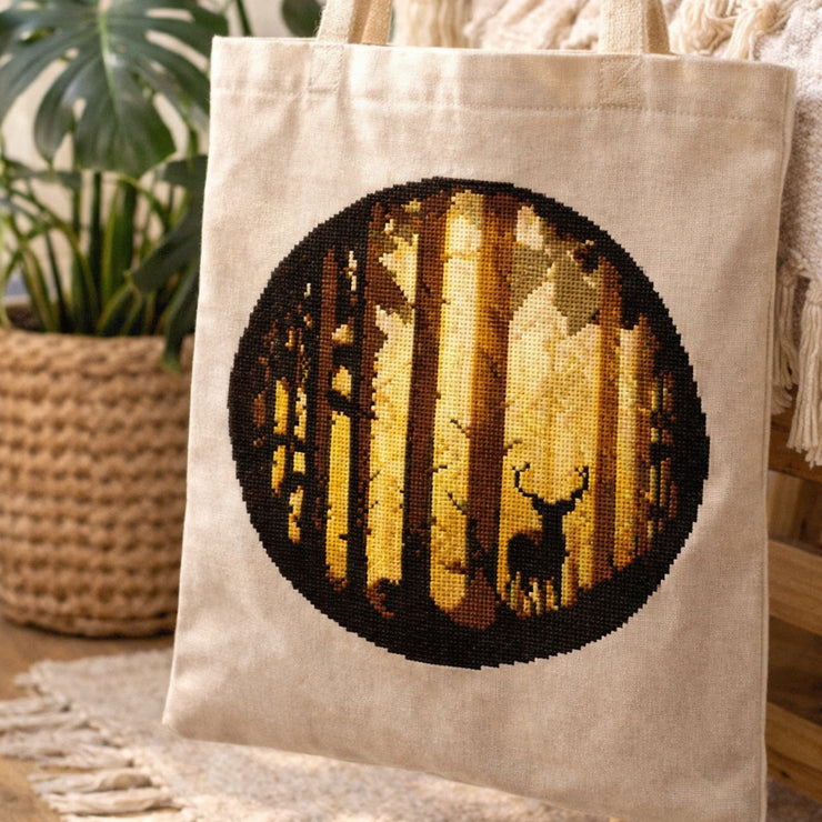 Cross Stitch Pattern Deer in Forest PDF – Woodland Embroidery Chart, N ...