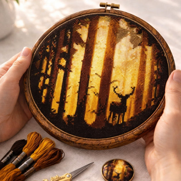 Cross Stitch Pattern Deer in Forest PDF – Woodland Embroidery Chart, N ...