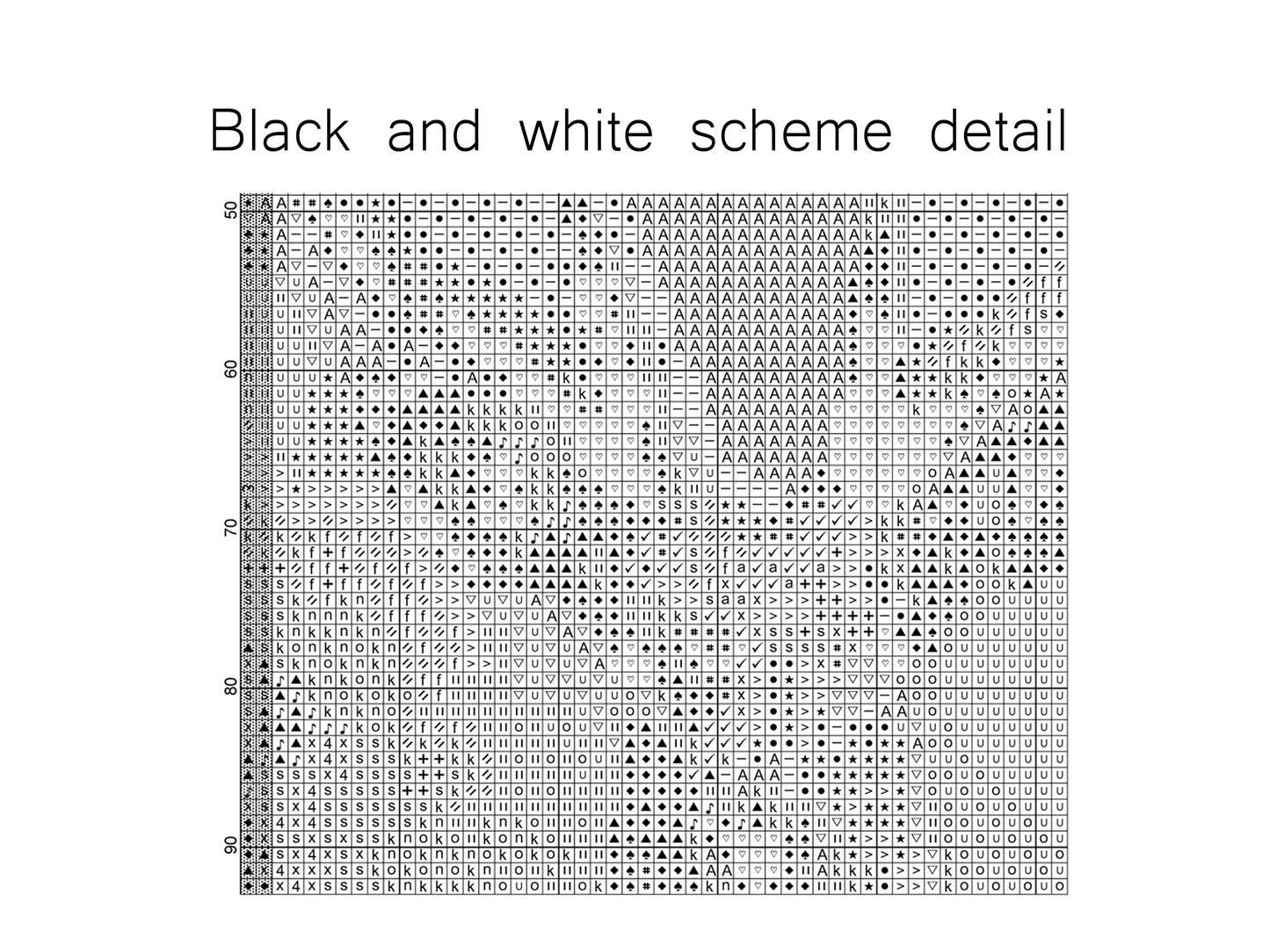 Deer Cross stitch Detail Black Symbols scheme