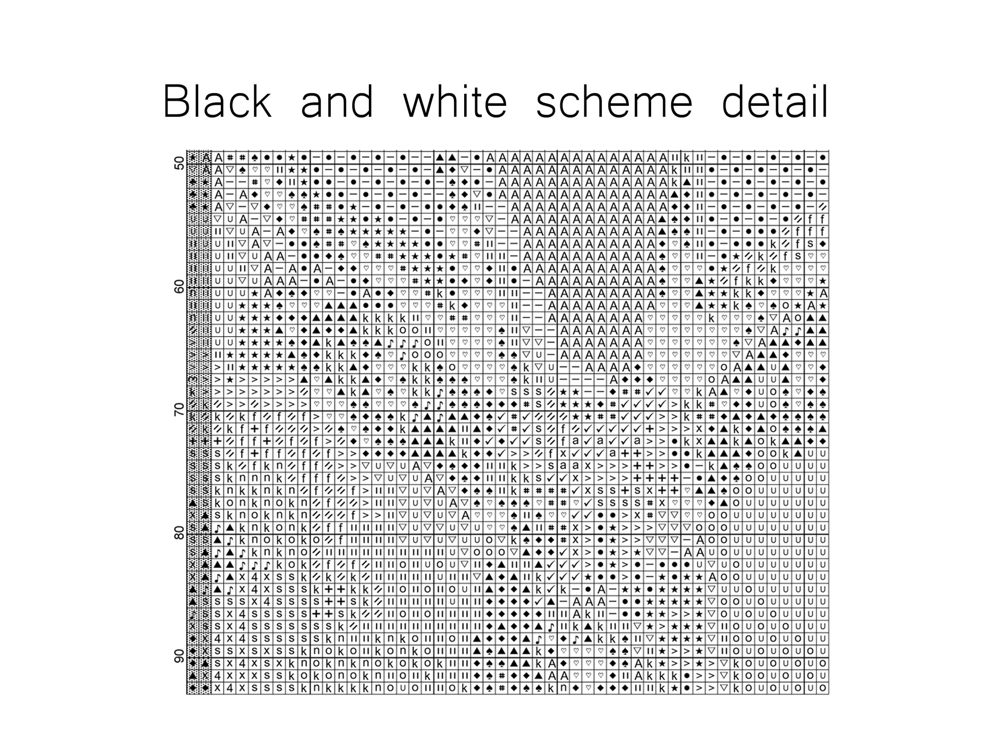 Deer Cross stitch Detail Black Symbols scheme