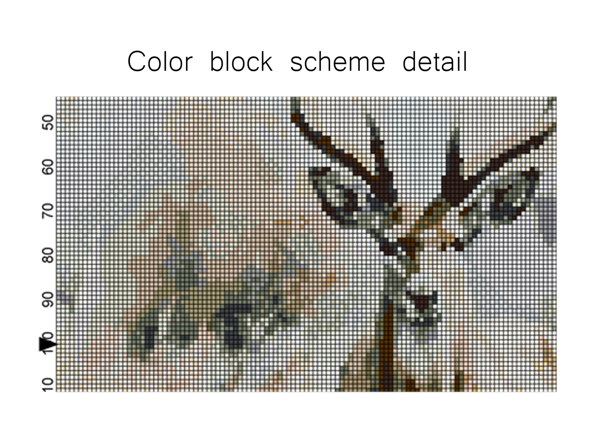 Deer Cross stitch pattern Detail Color block
