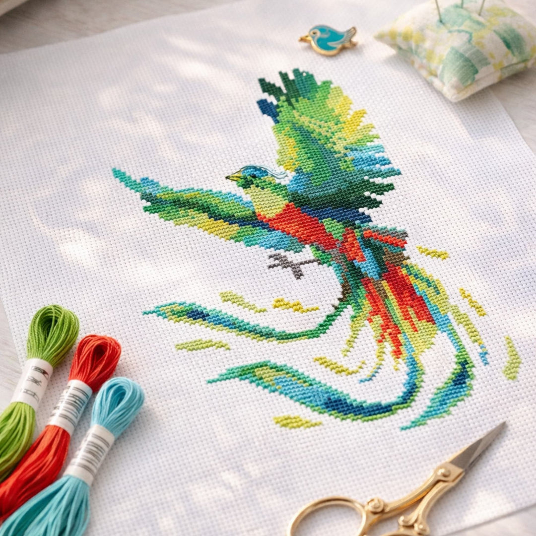 Quetzal Bird Cross Stitch Pattern PDF – Tropical Wildlife